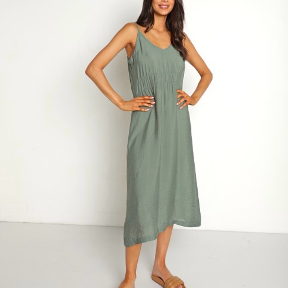 LACAUSA Alma Slip Dress in Seaweed